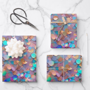 Glitter Opal Modern Holographic Collection Wrapping Paper Sheet