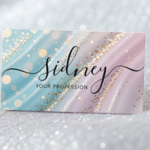 glitter opal pink background  business card