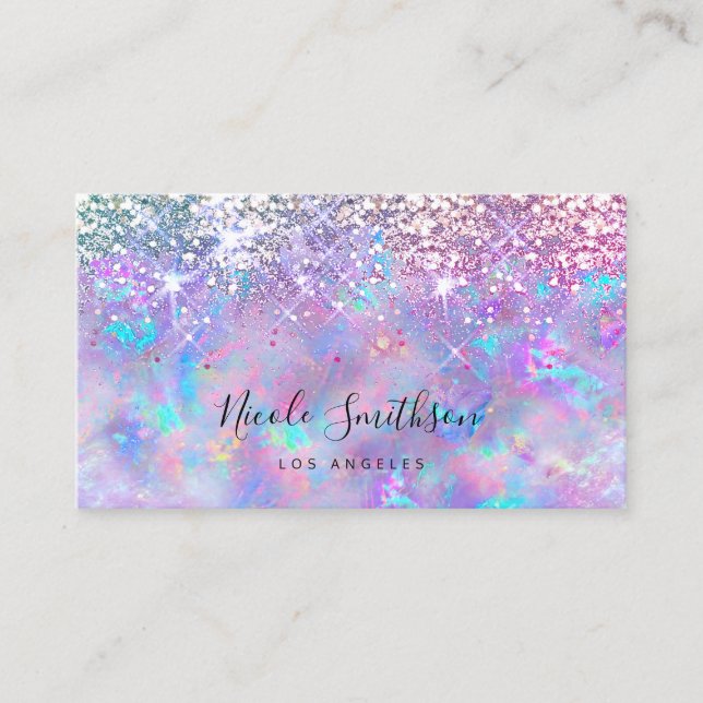 glitter opal purple business card (Front)