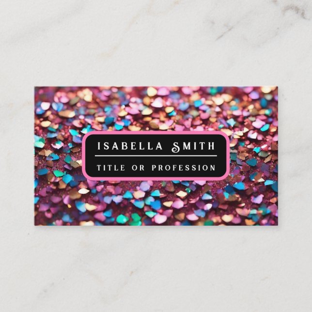 Glitter Opal Trendy Holographic Collection Business Card (Front)