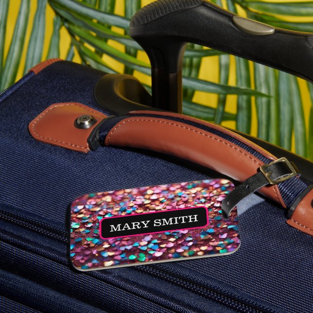 Glitter Opal Trendy Holographic Collection Luggage Tag (Front Insitu 3)