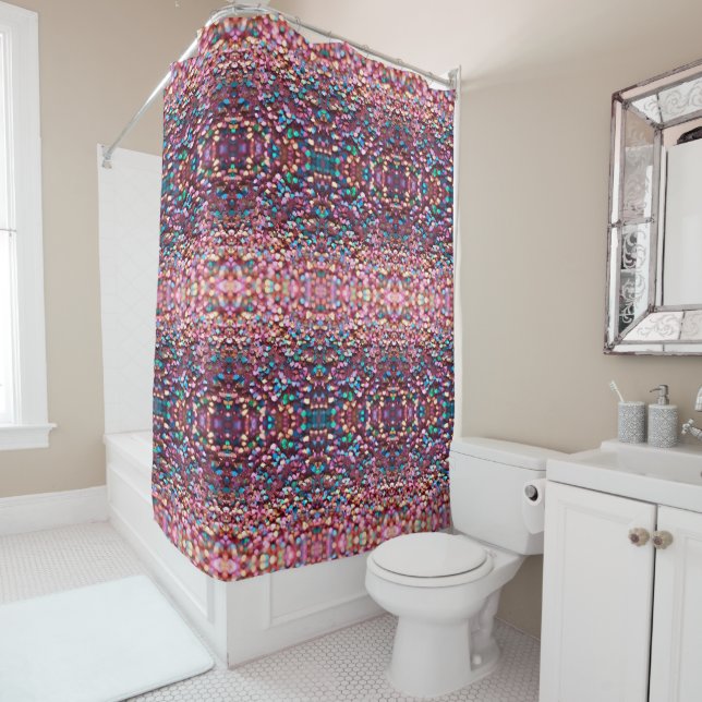 Glitter Opal Trendy Holographic Collection Shower Curtain (In Situ)