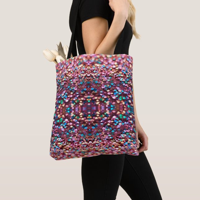 Glitter Opal Trendy Holographic Collection Tote Bag (Close Up)