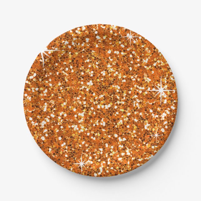 GLITTER | orange Paper Plate (Front)