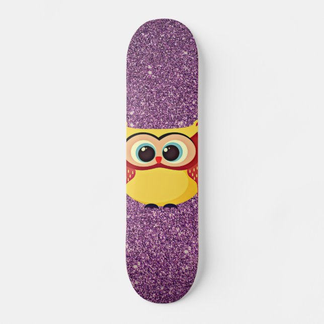Glitter Owl Skateboard (Front)