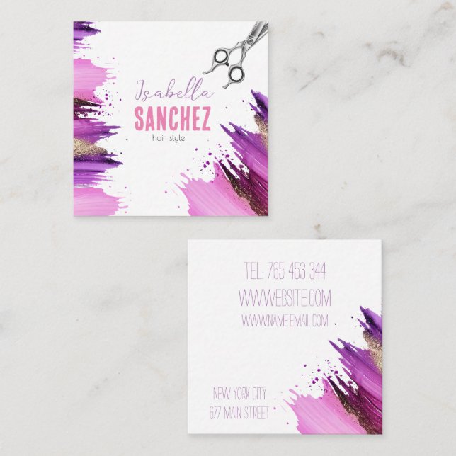 glitter paint stain square business card (Front/Back)