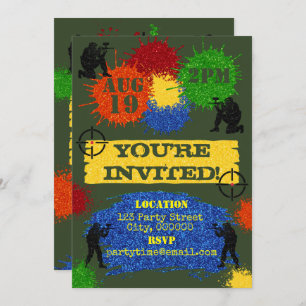 Glitter Paintball Party Invitation
