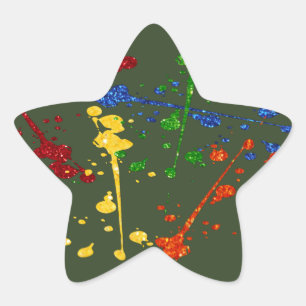 Glitter Paintball Party Paint Splatter Star Sticker