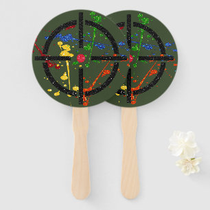 Glitter Paintball Party Targets Hand Fan