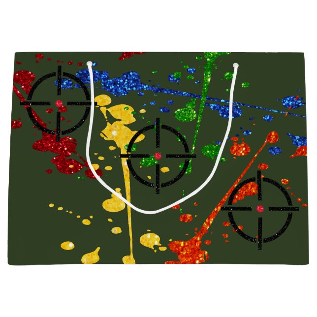 Glitter Paintball Party Targets Large Gift Bag (Front)
