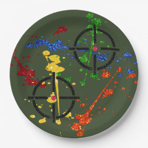 Glitter Paintball Party Targets Paper Plates