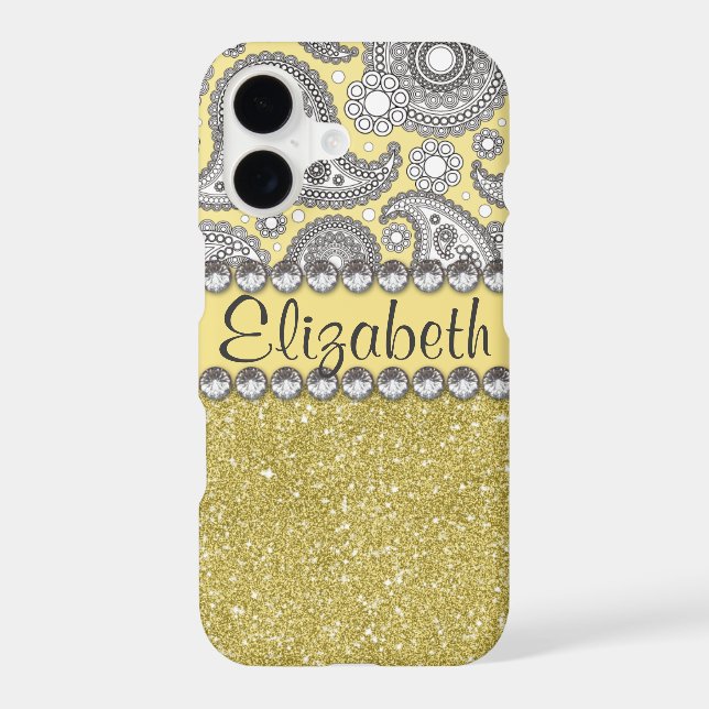 Glitter Paisley Rhinestone Print Pattern (Back)