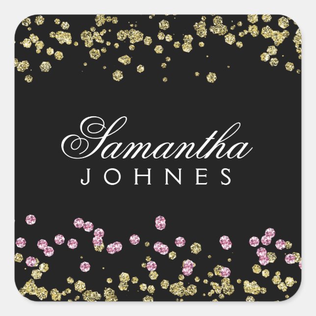 Glitter Party Rose and gold monogram sticker (Front)
