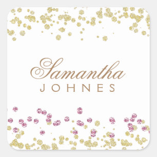 Glitter Party Rose and gold monogram sticker
