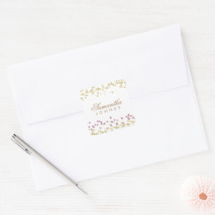 Glitter Party Rose and gold monogram sticker