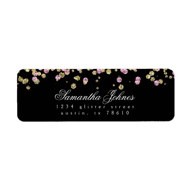 Glitter party rose and gold return address (Front)