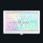 Glitter Pastel Bokeh Girly Colourful Pattern Business Card Holder<br><div class="desc">A beautiful multicolor pastel glitter pattern,  that you can personalise with your custom details.</div>