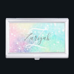 Glitter Pastel Bokeh Girly Colourful Pattern Business Card Holder<br><div class="desc">A beautiful multicolor pastel glitter pattern,  that you can personalise with your custom details.</div>