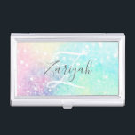 Glitter Pastel Bokeh Girly Colourful Pattern Business Card Holder<br><div class="desc">A beautiful multicolor pastel glitter pattern,  that you can personalise with your custom details.</div>