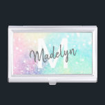 Glitter Pastel Bokeh Girly Colourful Pattern Business Card Holder<br><div class="desc">A beautiful multicolor pastel glitter pattern,  that you can personalise with your custom details.</div>