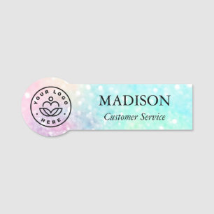Glitter Pastel Bokeh Girly Colourful Pattern Name Tag