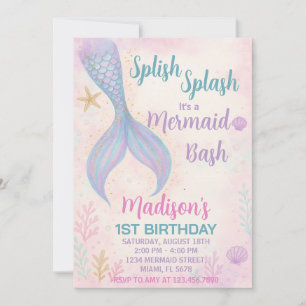 Glitter Pastel Ocean Theme Invitation