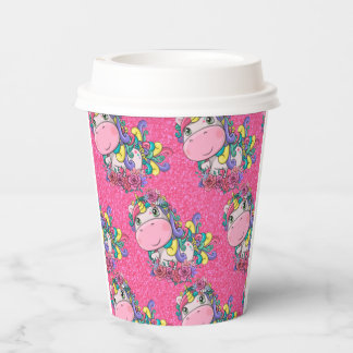 Glitter Pastle Pink Black Unicorn   Paper Cups