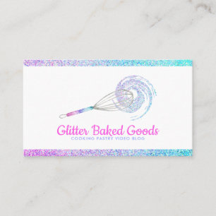 Glitter Pastry Logo Bakery whisk Business Card