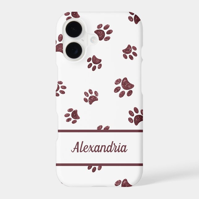 Glitter Paw Prints Rose Gold Personalised (Back)