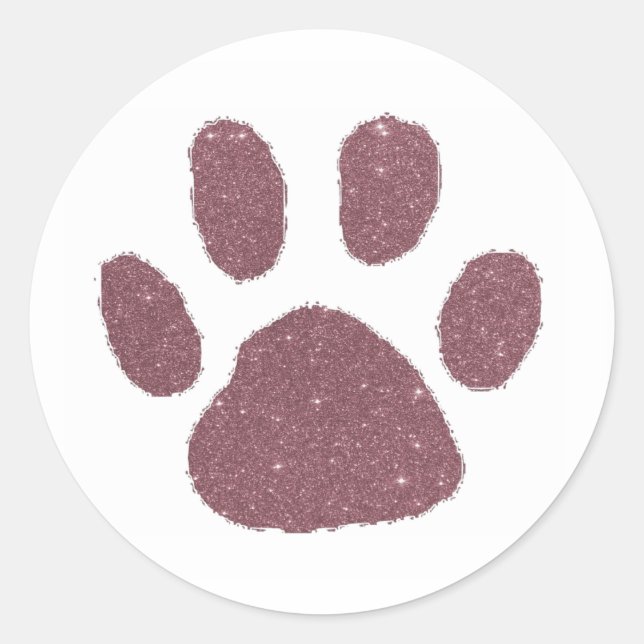 Glitter pawprint  classic round sticker (Front)