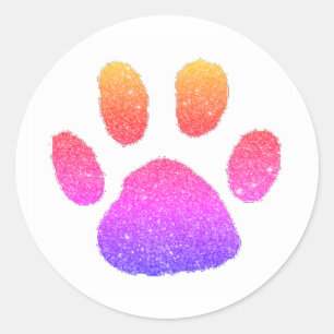 Glitter pawprint  classic round sticker
