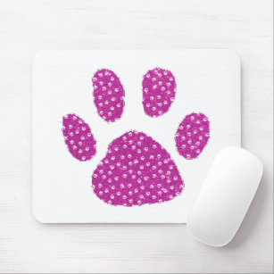 Glitter pawprint mouse pad