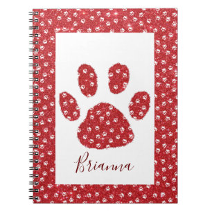 Glitter pawprint notebook