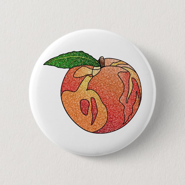 Glitter Peach 6 Cm Round Badge (Front)