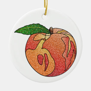 Glitter Peach Ceramic Tree Decoration