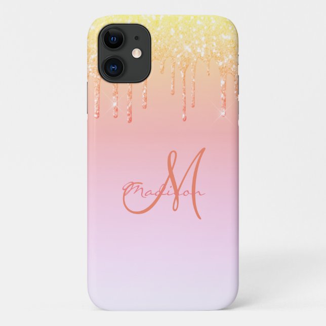 Glitter Peach Pink Name Sparkles Glam Girly Pretty Case-Mate iPhone Case (Back)