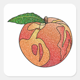 Glitter Peach Square Sticker