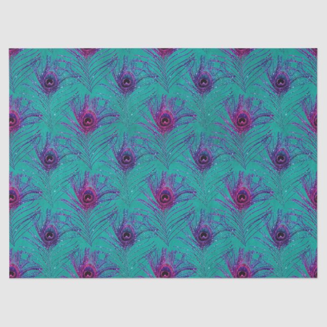 Glitter Peacock Feather Series Design 12 Tissue Paper (Front)