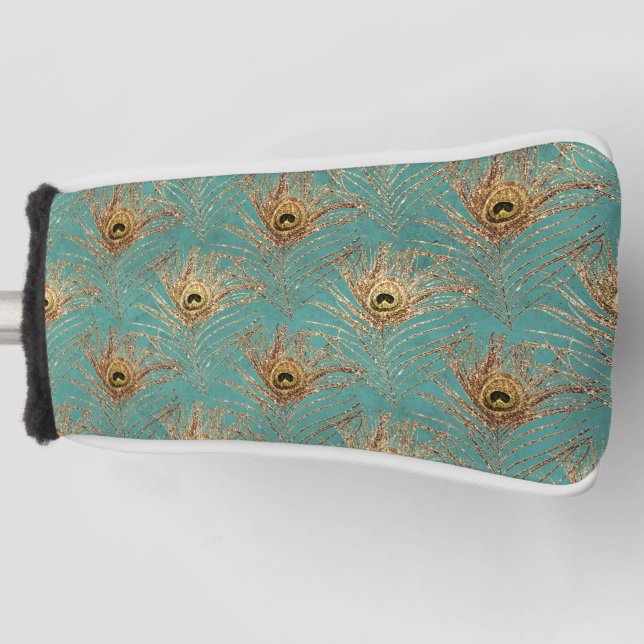 Glitter Peacock Feathers Pattern   Golf Head Cover (Front)