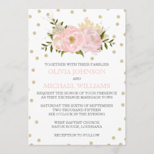 Glitter Peony Wedding Invitations