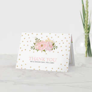 Glitter Peony Wedding Thank You Cards