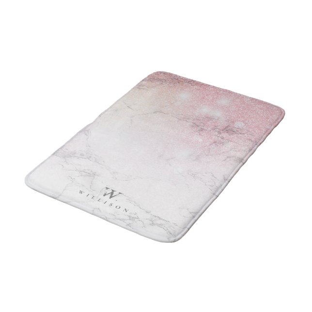 Glitter Personalised Marble Bath Mat (Angled)