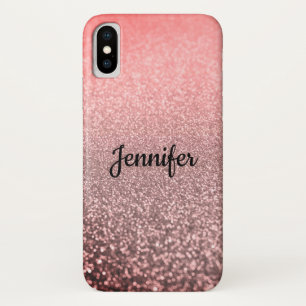Glitter Personalised shiny sequin sparkle pink sil iPhone X Case