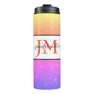 glitter personalised thermal tumbler