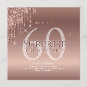 Glitter Pink 60th Surprise Birthday Invitation