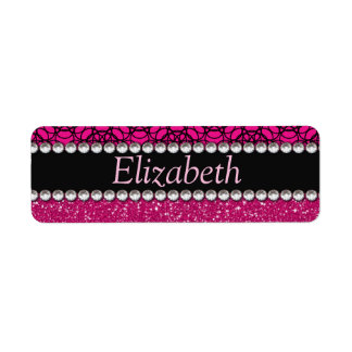 Glitter Pink and Black Pattern Rhinestones