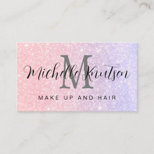 Glitter Pink and Purple Makeup Artist Hair Salon  Business Card