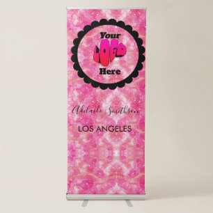 glitter pink background retractable banner