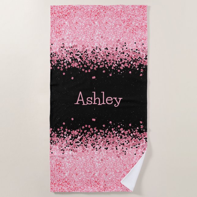 Glitter Pink Beach Towel (Front)