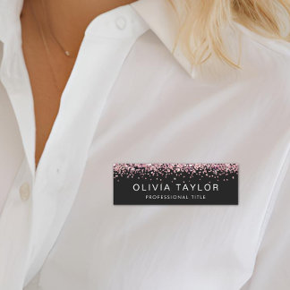 Glitter Pink Beauty Business Professional Name Tag